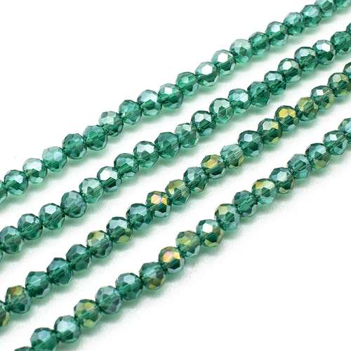 3mm crystal beads teal ab, pack of 150 — AB finish, faceted for jewelry making and beadwork