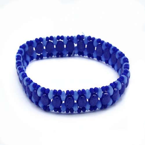 Elastic Samos Bracelet blue bracelet making kit — DIY set with beads and instructions for creating handmade jewelry