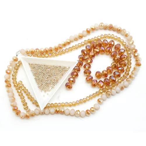 Crystal Rondelle Elenor Necklace Pack gold necklace making kit — DIY set with beads and instructions for creating handmade jewelry