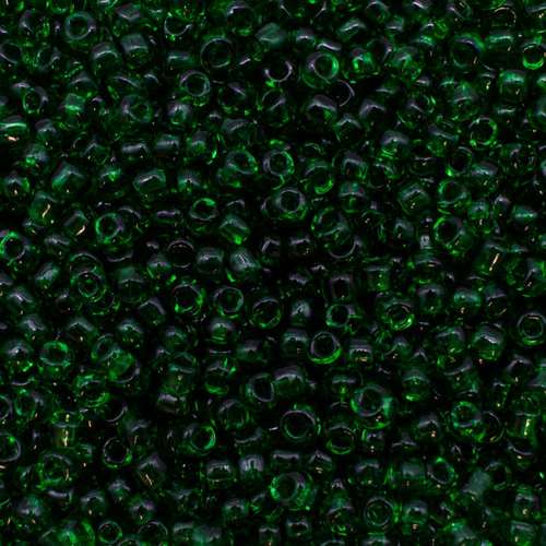 size 8 FGB glass seed beads transparent jungle green — 50g pack, ideal for bead weaving, embroidery, and jewelry making
