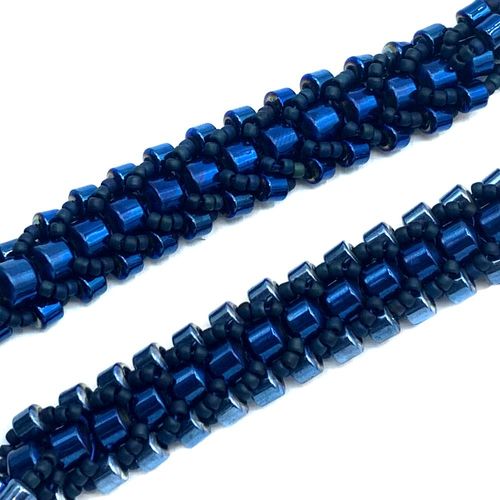 Hematite Flat Spiral Bracelet blue makes 2 bracelet making kit — DIY set with beads and instructions for creating handmade jewelry