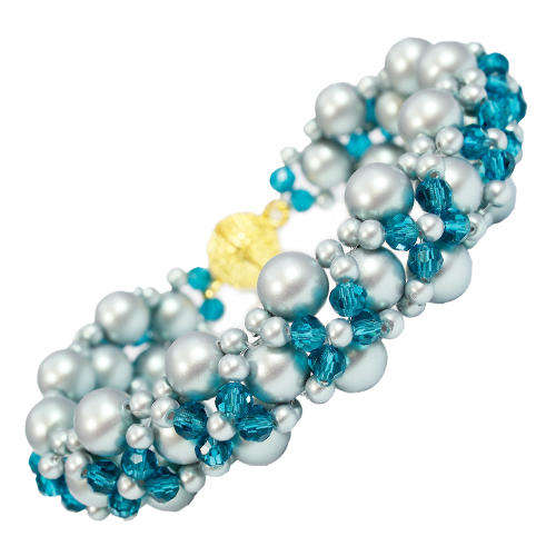 Satin Victoria Bracelet Kit sea foam bracelet making kit — DIY set with beads and instructions for creating handmade jewelry