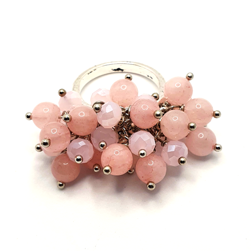 Headpin Ring Bead Pack rose quartz jewelry making kit — DIY set with beads and instructions for creating handmade jewelry