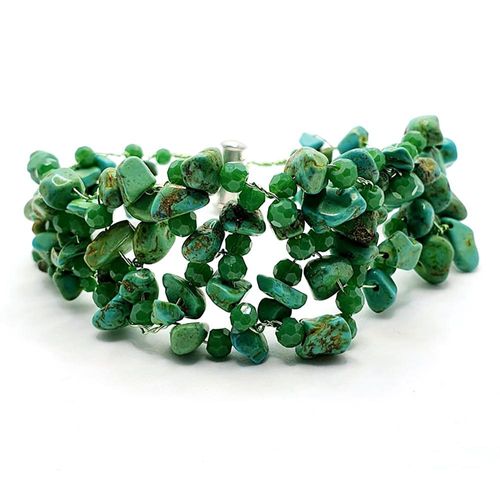 Wire Cuff Bracelets green howlite bracelet making kit — DIY set with beads and instructions for creating handmade jewelry