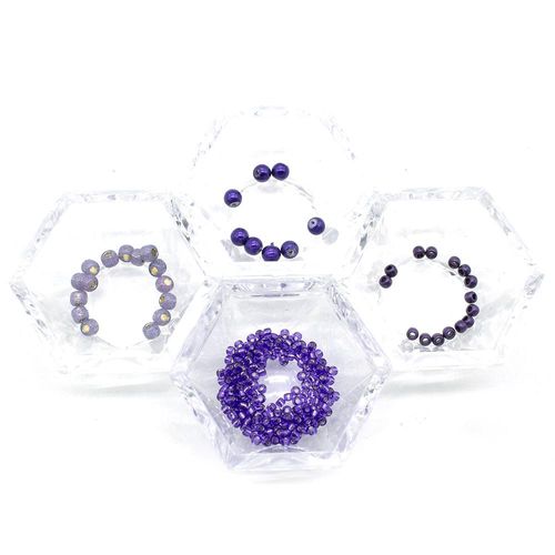 Flat Celini Rings Pack purple jewelry making kit — DIY set with beads and instructions for creating handmade jewelry