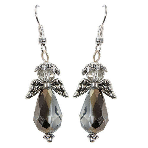 Christmas Angel Earrings black diamond earring making kit — DIY set with beads and instructions for creating handmade jewelry