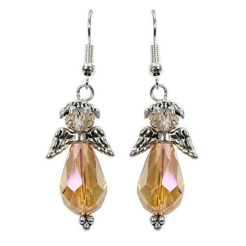 Christmas Angel Earrings orange earring making kit — DIY set with beads and instructions for creating handmade jewelry