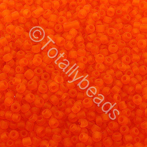 Seed Beads Transparent Frosted Orange - Size 11 100g