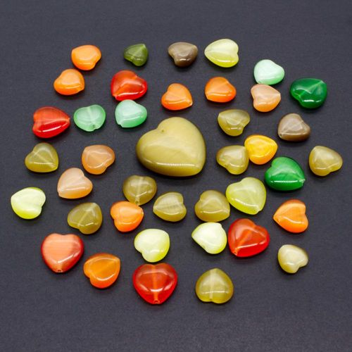 Cat Eye Heart bead Mix - Earth