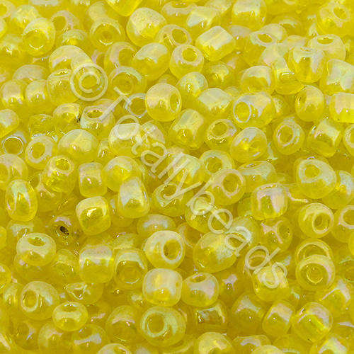 Seed Beads Transparent Rainbow Yellow - Size 6 100g