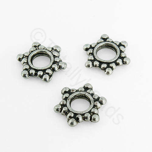 Antique Silver Bead - Flat Star 15pcs