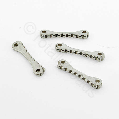 Antique Silver Metal Spacer Bar 20x2mm 2 Hole 30pcs