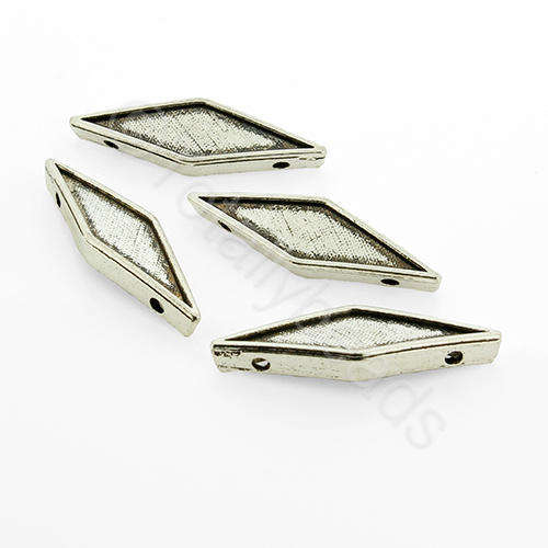 Antique Silver Metal Spacer Diamond 27x8mm 12pcs