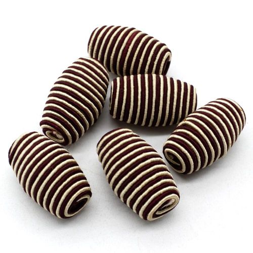 Wax Thread Bead - Barrel 26x17mm - Brown 7pcs