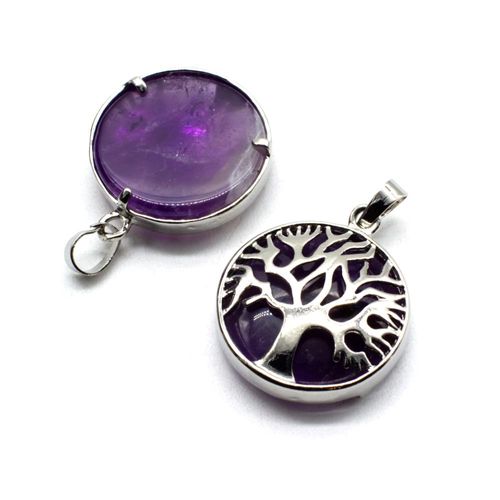 Tree of Life Pendant with Amethyst Gemstone 27mm