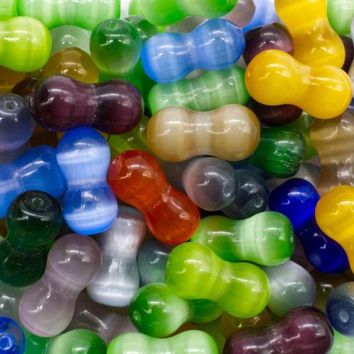 Cateye 16mm Dumbell Beads mixed 50pcs
