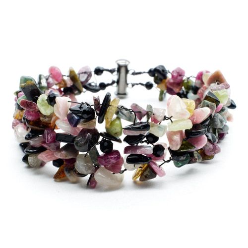 Wire Cuff Bracelets tourmaline bracelet making kit — DIY set with beads and instructions for creating handmade jewelry