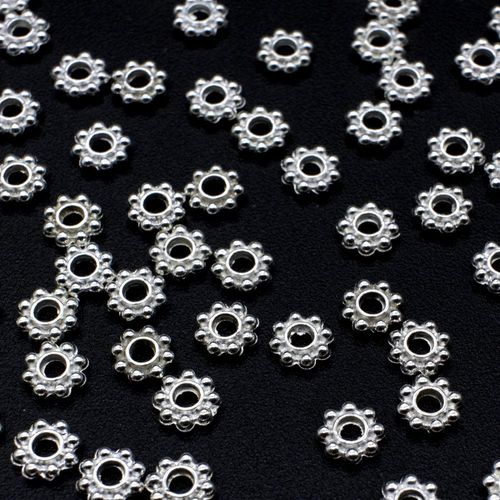 Metal Disc Daisy 6mm 50pcs Silver for jewellery making