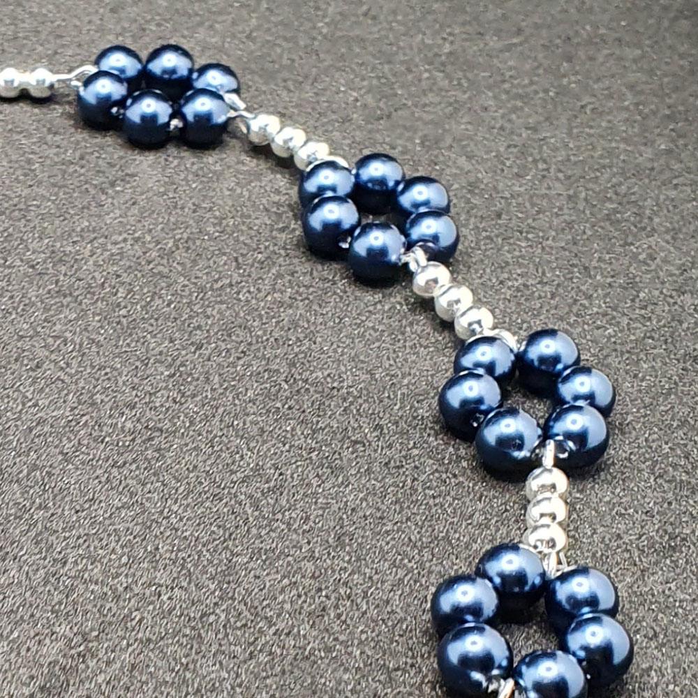 Daisy Chain Necklace space blue necklace making kit — DIY set with beads and instructions for creating handmade jewelry