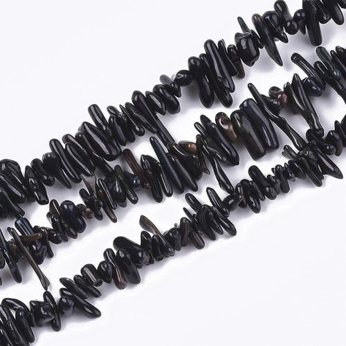 resin druzy bead syn. black bamboo chips 16" string — sparkling cabochon-style stone ideal for jewelry making, pendants, and craft designs