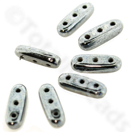 10mm Czech glass glass beads hematite — pack of 30, high-quality two-hole beads ideal for jewelry making, bead weaving, and crafts