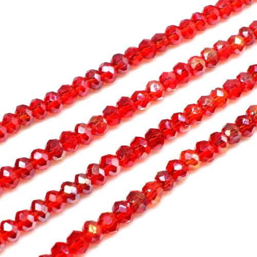 3.5mm crystal beads red ab, pack of 130 — AB finish, faceted for jewelry making and beadwork