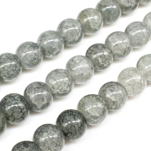 Cracked Earth Glass Beads 8mm Grey for jewellery making