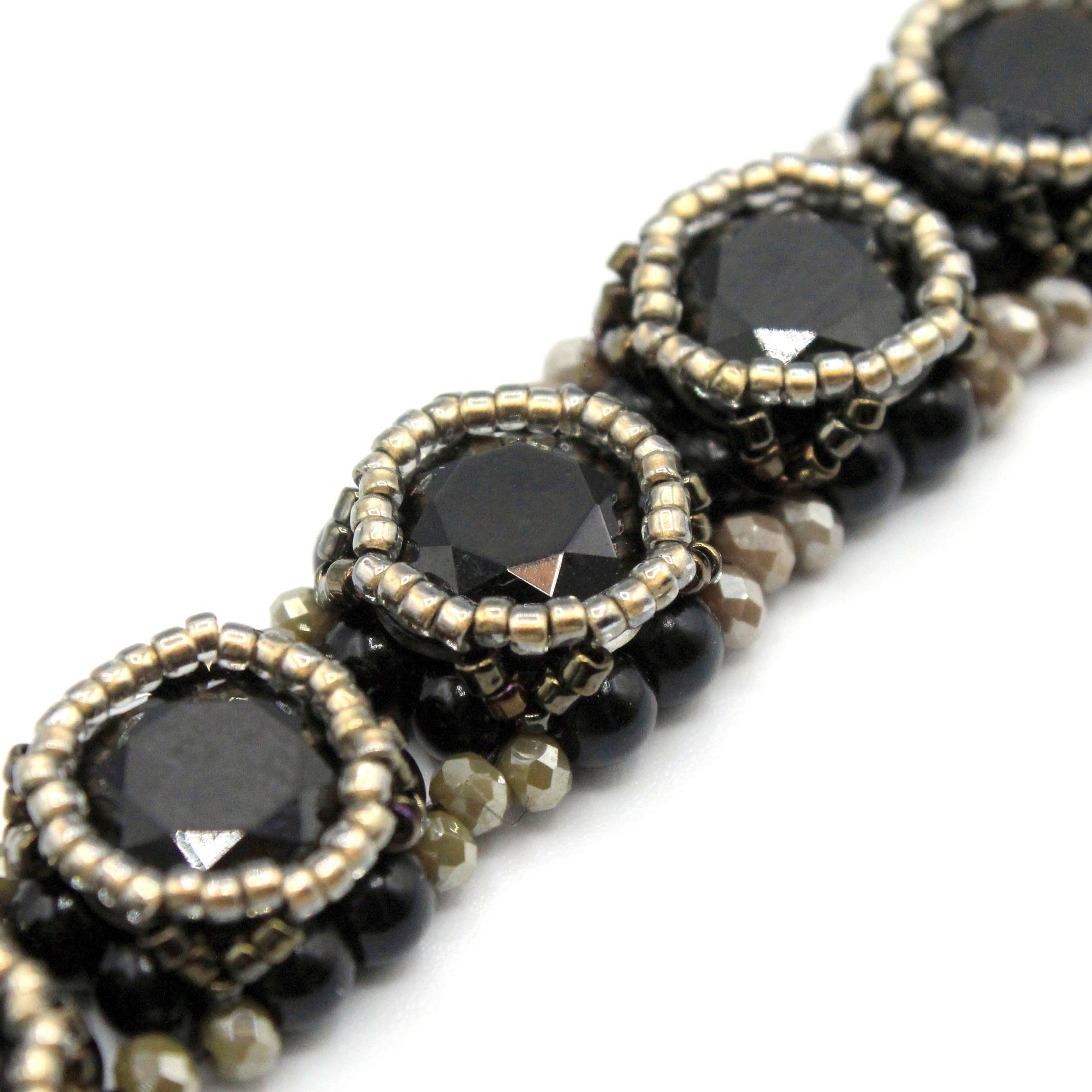 Rosalie Rivoli Encased Bracelet jet black bracelet making kit — DIY set with beads and instructions for creating handmade jewelry
