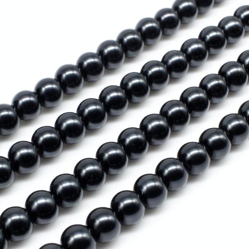 Glass Pearl Round Beads 6mm - Space Grey