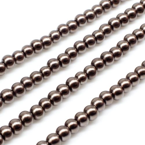 Glass Pearl Round Beads 3mm - Dark Brown