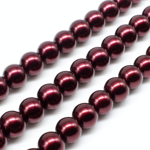 Glass Pearl Round Beads 8mm - Burgundy