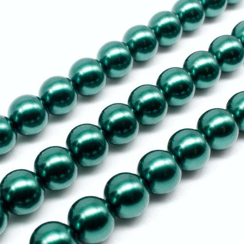 Glass Pearl Round Beads 10mm - Teal