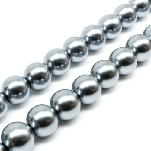 Glass Pearl Round Beads 12mm French Grey for jewellery making