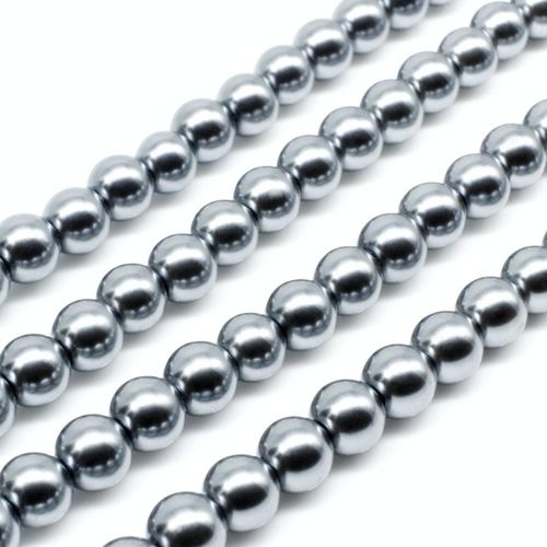Glass Pearl Round Beads 6mm - French Grey
