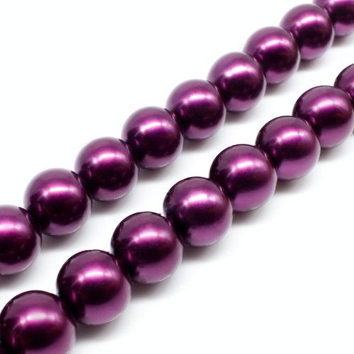 Glass Pearl Round Beads 12mm Mulberry for jewellery making