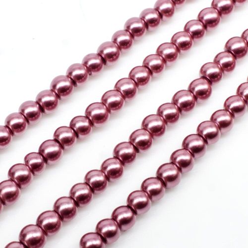 Glass Pearl Round Beads 3mm - Indian Pink