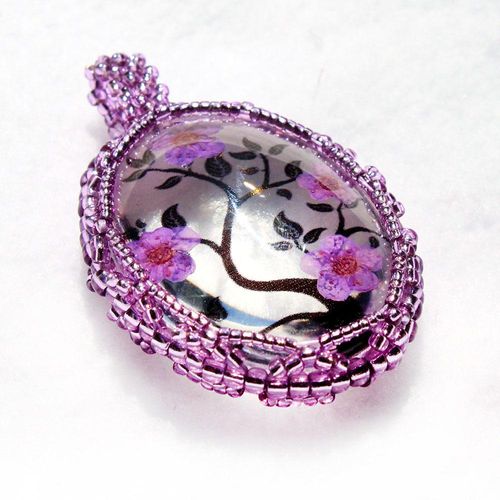 Blossom Cabochon Kit lilac jewelry making kit — DIY set with beads and instructions for creating handmade jewelry