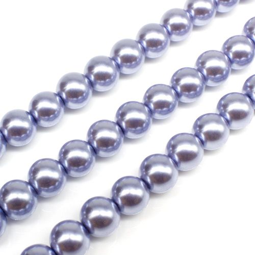 Glass Pearl Round Beads 8mm - Violet Blue