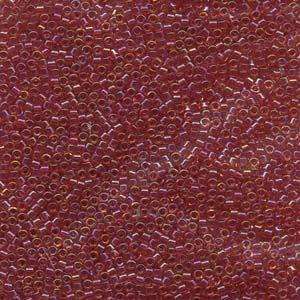 size 11 Miyuki Delica seed beads lined light cranberry ab db062 5g — 5g pack, premium Japanese cylinder beads perfect for bead weaving, e…