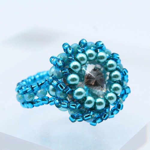 Bling Rings Pack turquoise jewelry making kit — DIY set with beads and instructions for creating handmade jewelry