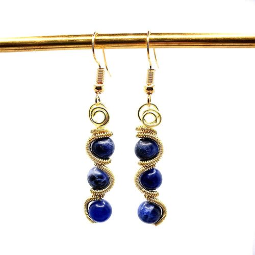 Precious Wave Earrings sodalite earring making kit — DIY set with beads and instructions for creating handmade jewelry