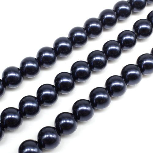 Glass Pearl Round Beads 8mm - Space Blue