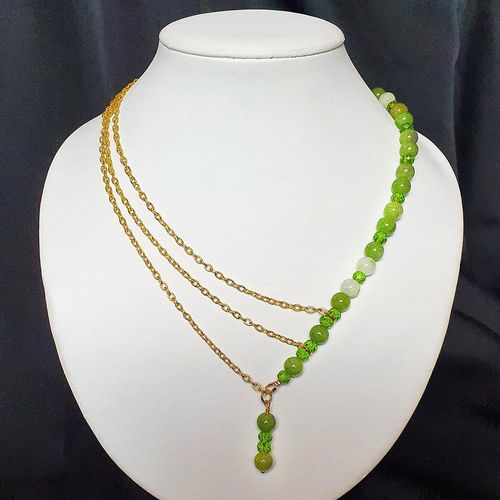 Crackled Earth Necklace olive necklace making kit — DIY set with beads and instructions for creating handmade jewelry