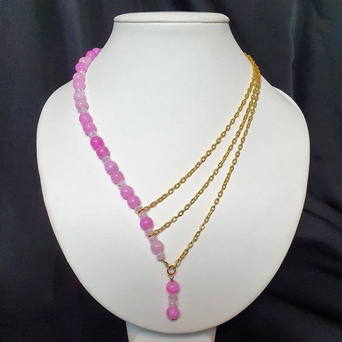 Crackled Earth Necklace light pink necklace making kit — DIY set with beads and instructions for creating handmade jewelry