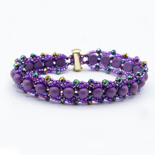 Averlyn Flat Spiral Bracelets suede purple bracelet making kit — DIY set with beads and instructions for creating handmade jewelry