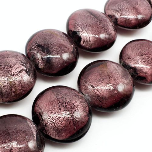 Silver Foil Disc Bead 24mm Amethyst for jewellery making