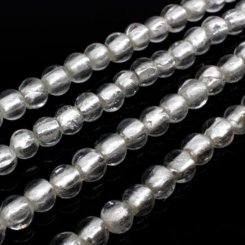 Silver Foil Round Beads 6mm 60pcs Clear White for jewellery making
