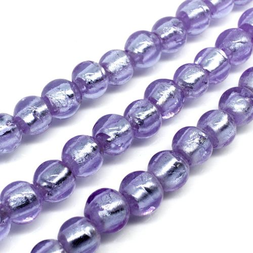 Silver Foil Round Beads 8mm 50pcs Lilac for jewellery making