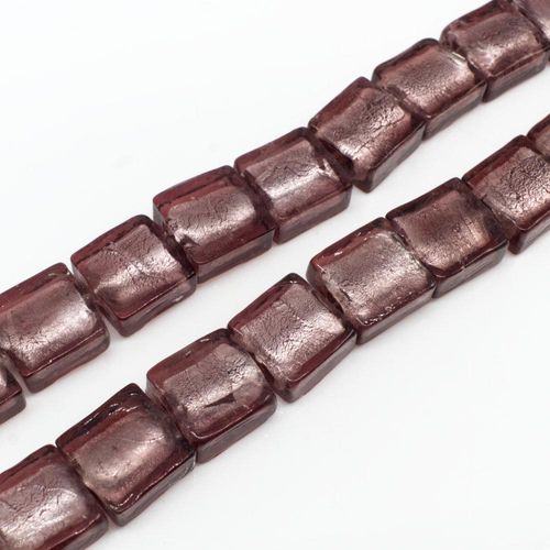 Silver Foil Square Beads 12mm 30pcs Amethyst for jewellery making