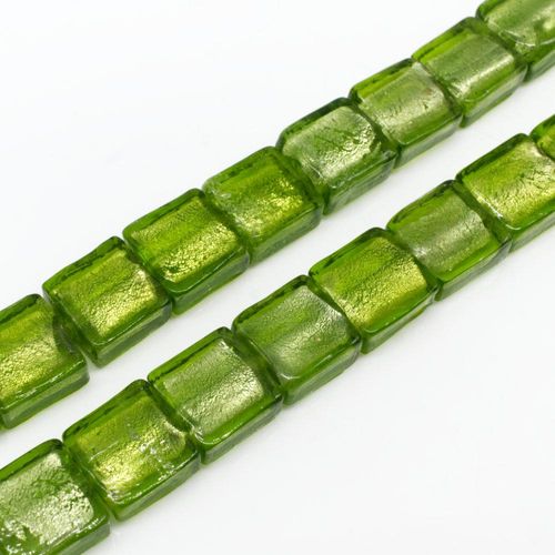Silver Foil Square Beads 12mm 30pcs Lime Green for jewellery making